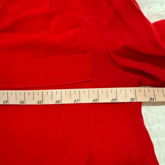 Anthropologie Maeve Popover Shirt Red Roll Tab Sleeve Scoop Pockets - Picture 7 of 8